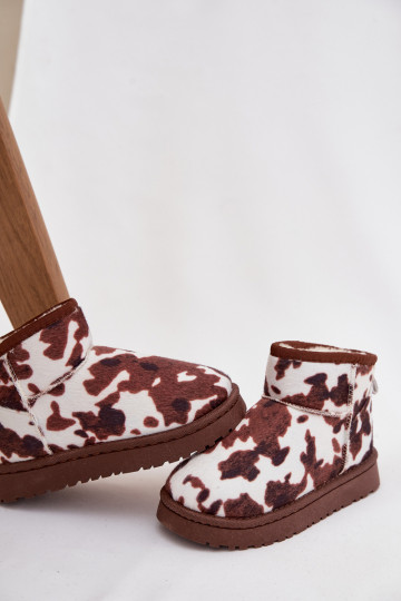 Bottes de neige chaudes pour enfants/jeunes en blanc et brun avec fourrure intérieure Mireya 2