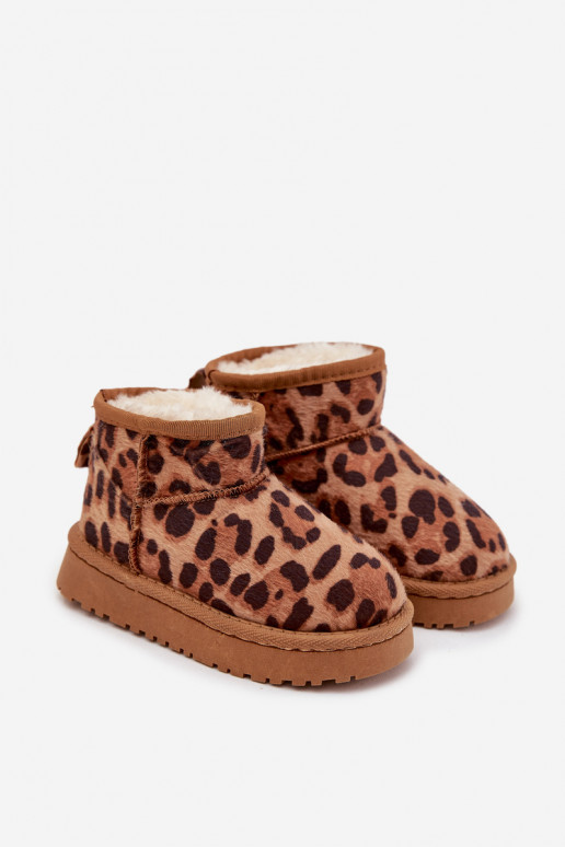 Bottes de neige Puéril Jeunesse réchauffer avec de la fourrure à l intérieur avec des motifs en fourrure de léopard marron Mirey Bottes de neige Puéril Jeunesse réchauffer avec de la fourrure à l intérieur avec des motifs en fourrure de léopard marron Mirey