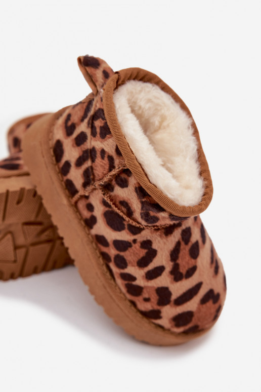 Bottes de neige Puéril Jeunesse réchauffer avec de la fourrure à l intérieur avec des motifs en fourrure de léopard marron Mirey Bottes de neige Puéril Jeunesse réchauffer avec de la fourrure à l intérieur avec des motifs en fourrure de léopard marron Mirey