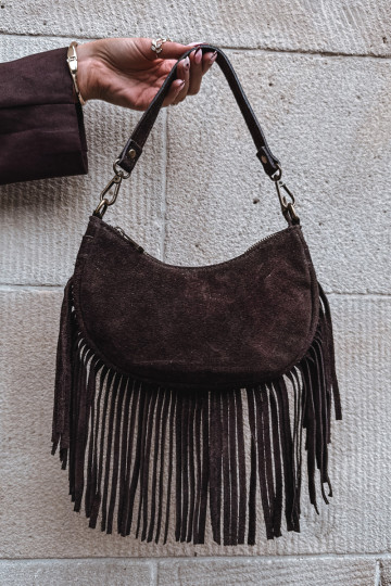 Skórzana en daimoÀa Ordinateur de poche avec des franges CzekoladoÀa Aurelisse