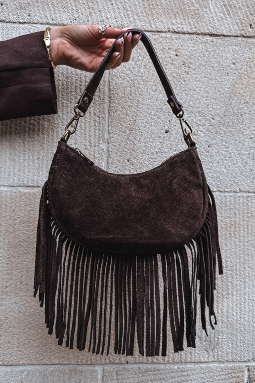 Skórzana en daimoÀa Ordinateur de poche avec des franges CzekoladoÀa Aurelisse Skórzana en daimoÀa Ordinateur de poche avec des franges CzekoladoÀa Aurelisse