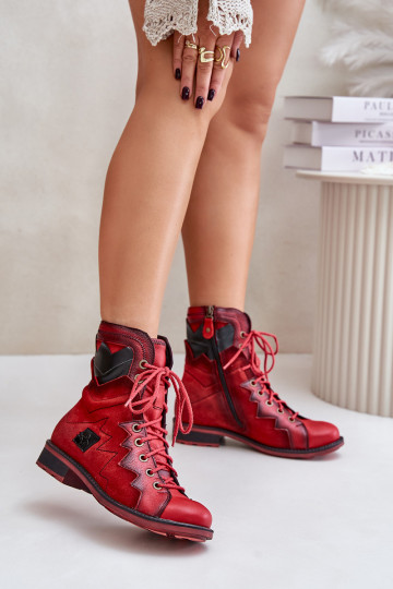 Haut sich Zuarm laufen Damenstiefel mit breiten Absätzen Es mussciejka 06106-08 rote Farbe 2