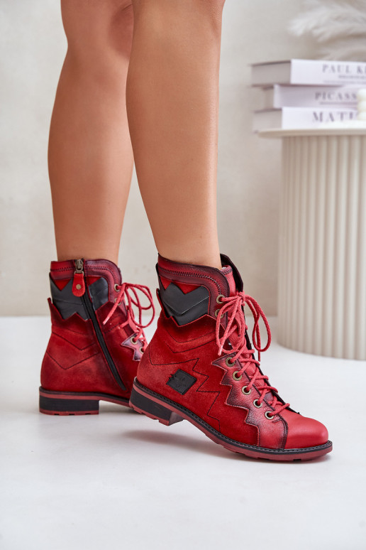 Haut sich Zuarm laufen Damenstiefel mit breiten Absätzen Es mussciejka 06106-08 rote Farbe Haut sich Zuarm laufen Damenstiefel mit breiten Absätzen Es mussciejka 06106-08 rote Farbe