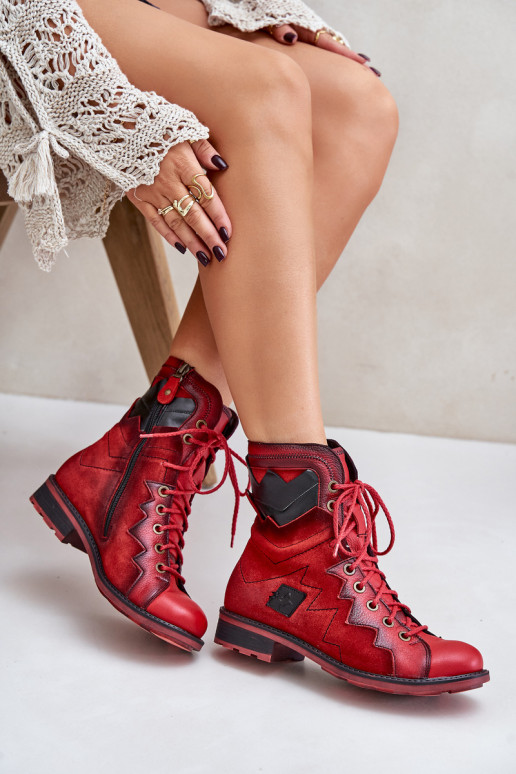 Haut sich Zuarm laufen Damenstiefel mit breiten Absätzen Es mussciejka 06106-08 rote Farbe Haut sich Zuarm laufen Damenstiefel mit breiten Absätzen Es mussciejka 06106-08 rote Farbe