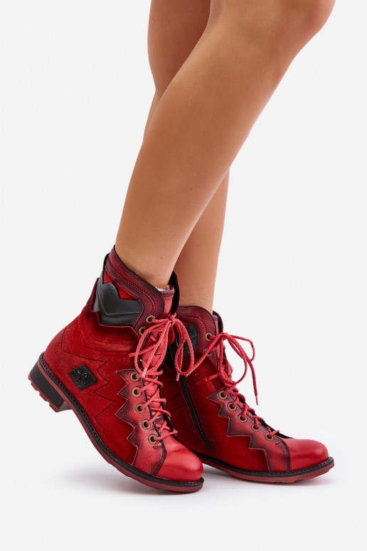 Haut sich Zuarm laufen Damenstiefel mit breiten Absätzen Es mussciejka 06106-08 rote Farbe Haut sich Zuarm laufen Damenstiefel mit breiten Absätzen Es mussciejka 06106-08 rote Farbe