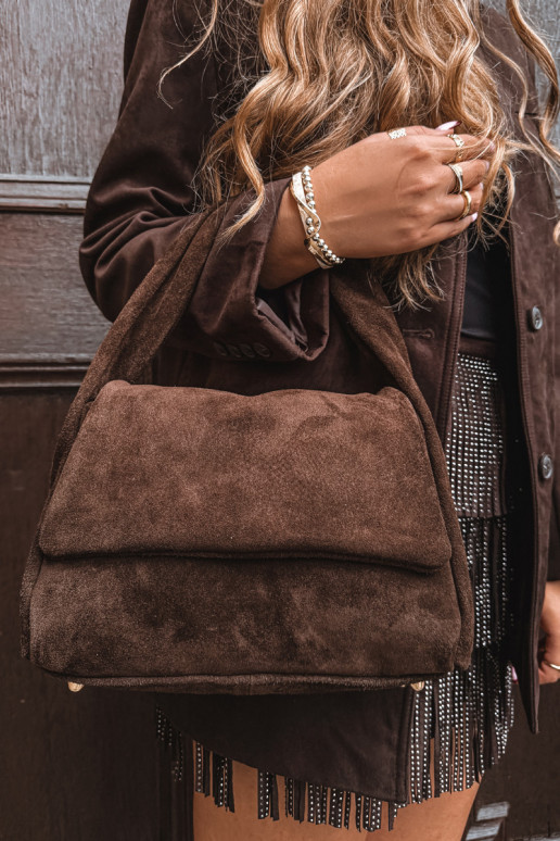 Skórzana van suèdeoIna Handtas CzekoladoIna Monelle Skórzana van suèdeoIna Handtas CzekoladoIna Monelle