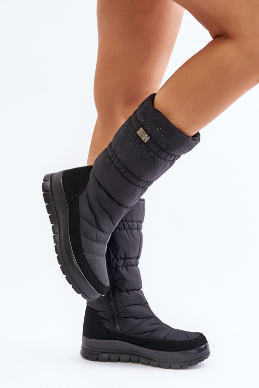 Feminin Schneestiefel Mit Dekoration Progress PROGJ-24-147 schZuarze Farbe