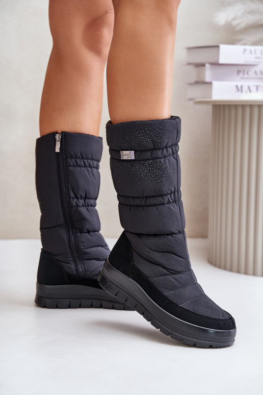 Feminin Schneestiefel Mit Dekoration Progress PROGJ-24-147 schZuarze Farbe