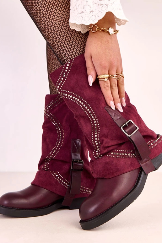 Bordeauxfarbene Stiefeletten mit...