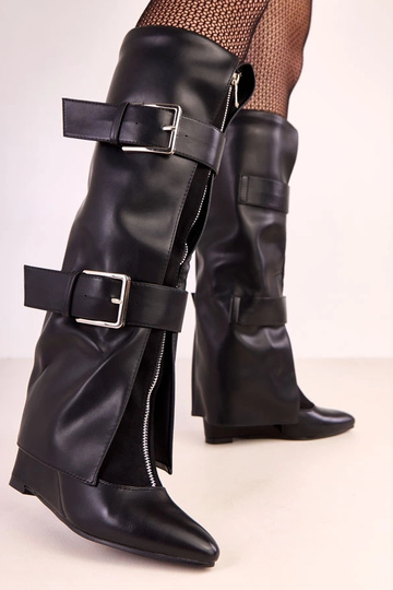 Bottes hautes noires sur plateforme avec boucles décoratives Toadera 2