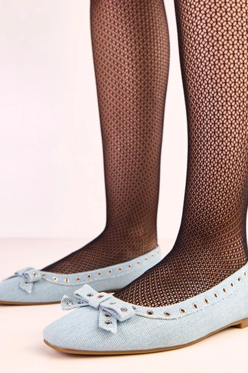 Ballerines en jean avec des trous décoratifs et un nœud Baisa