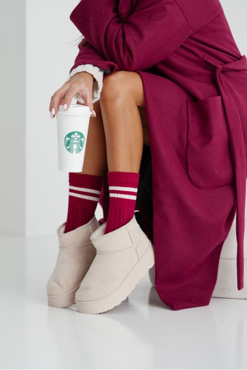Chaussettes pour femmes INarkocz avec rayures, bordeaux