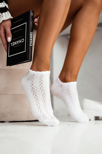 Chaussettes Féminin Stopki avec des éléments ajourés couleur blanche