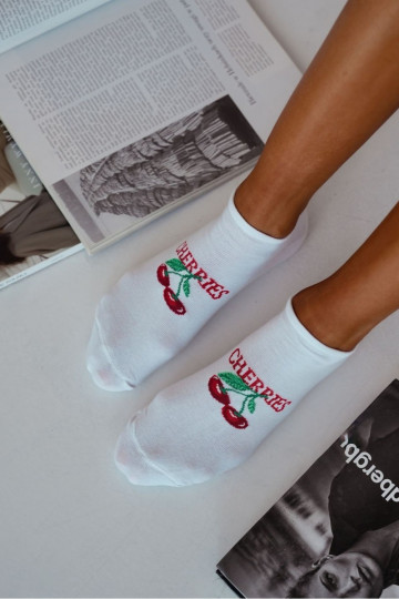 Socken Feminin CHERRIES Zueiße Farbe