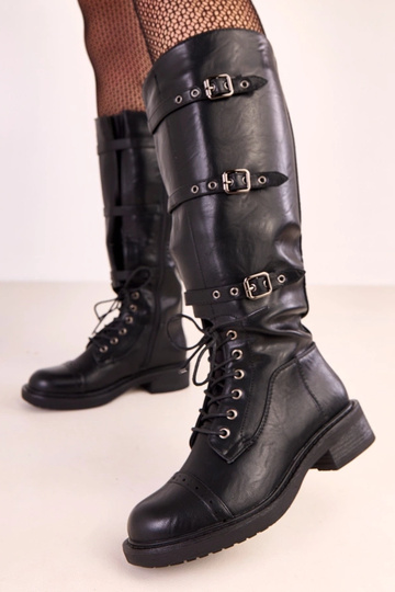Bottes noires pour femmes avec boucles décoratives de style vintage Oradea 2