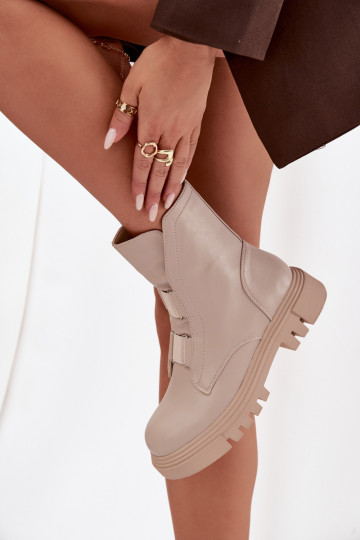 Warme Damen Arbeitsstiefel bis Knöchel aus Kunstleder, elfenbein Farbe Tai turiilyra 2