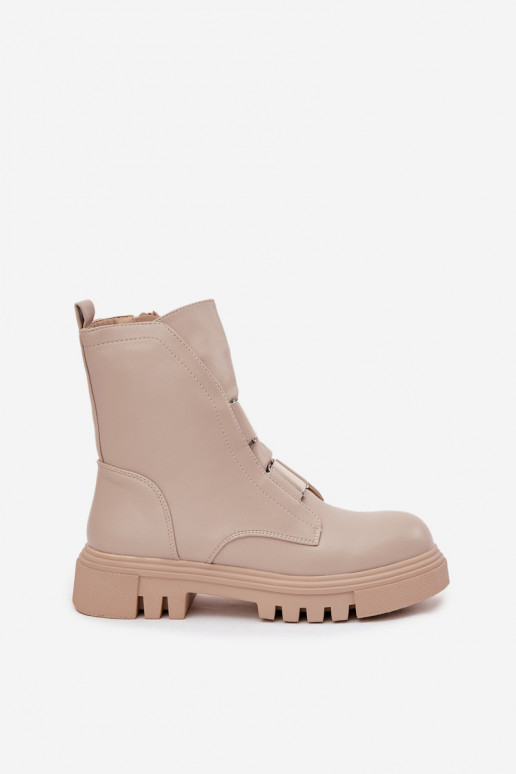 réchauffer Bottines de travail Féminin Au Château Eko Peau couleur ivoire Il fautilyra