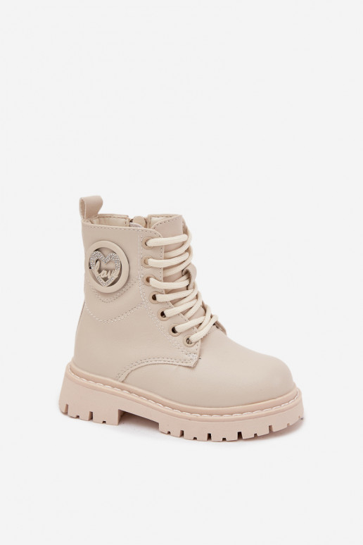 Bottes Puéril réchauffer avec de la fourrure à l intérieur avec des ornements LOVE beige Rosaira