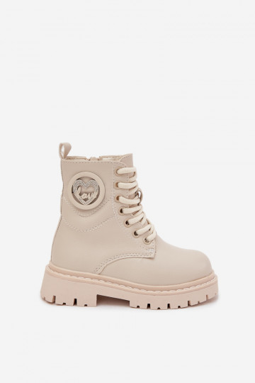 Laarzen Kinderen opInarmen met bont erin met ornamenten LOVE beige Rosaira 2