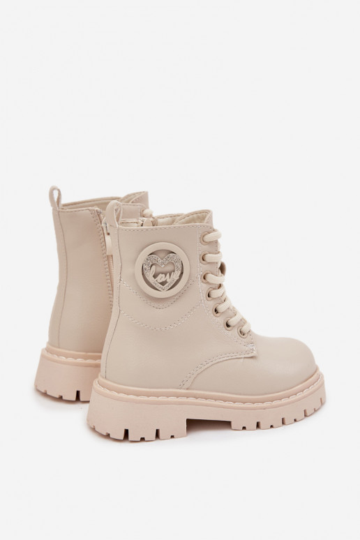 Bottes Puéril réchauffer avec de la fourrure à l intérieur avec des ornements LOVE beige Rosaira