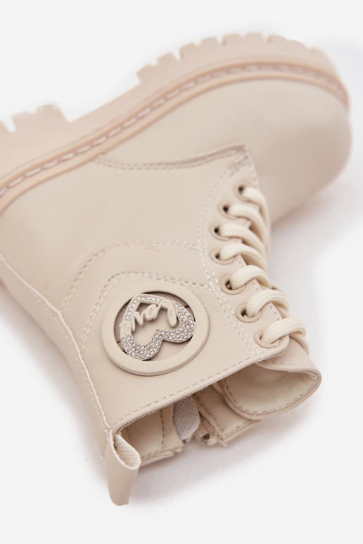 Bottes Puéril réchauffer avec de la fourrure à l intérieur avec des ornements LOVE beige Rosaira