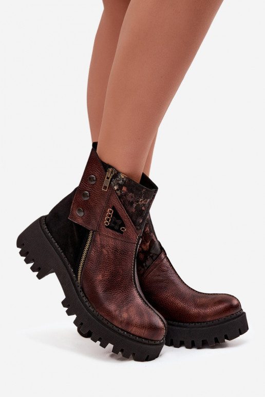 Peau réchauffer Bottes avec une plateforme Et des talons plats Il fautciejka 06140-02 marron Peau réchauffer Bottes avec une plateforme Et des talons plats Il fautciejka 06140-02 marron