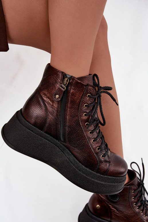 Peau Bottes avec une plateforme Il fautciejka 06309-32 couleur métallique Brąz Peau Bottes avec une plateforme Il fautciejka 06309-32 couleur métallique Brąz