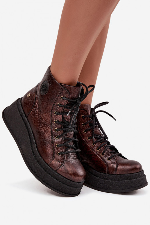 Peau Bottes avec une plateforme Il fautciejka 06309-32 couleur métallique Brąz Peau Bottes avec une plateforme Il fautciejka 06309-32 couleur métallique Brąz