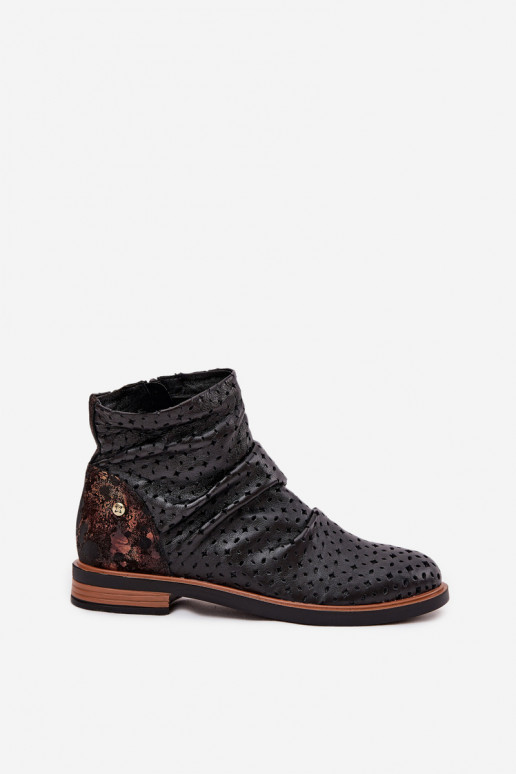 Haut Stiefel mit durchbrochenen Elementen Es mussciejka 05922-01 schZuarze Farbe