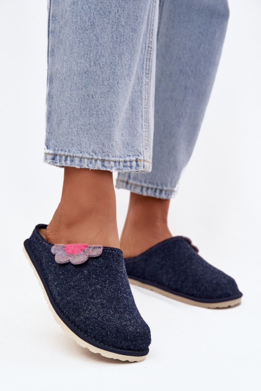 Slippers Dames Met een bloem Inblu CS000043 donkerblauIn