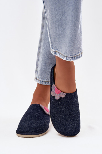 Dames slippers met bloem, Inblu CS000043, donkerblauw 2
