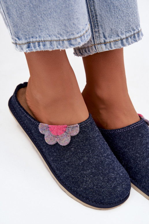 Chaussons Féminin Avec une fleur Inblu CS000043 bleu foncé Chaussons Féminin Avec une fleur Inblu CS000043 bleu foncé