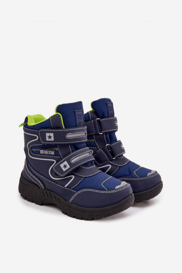Gevoerde kinder sneeuwlaarzen "Big Star" OO374048 donkerblauwe kleur