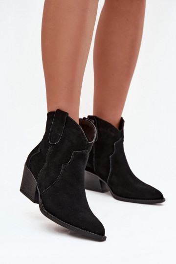 Instap cowboystijl dames enkellaarsjes van natuurlijk suede Beretta zwart 2