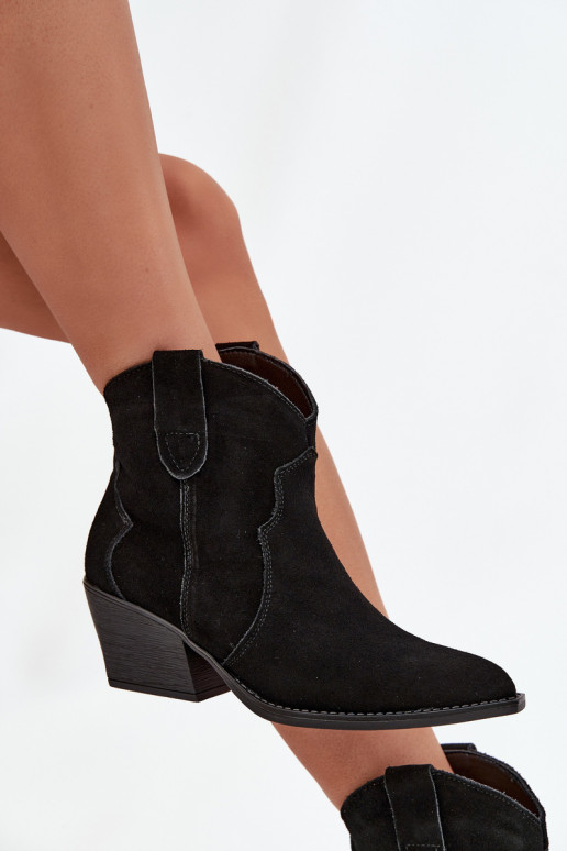 Instap cowboystijl dames enkellaarsjes van natuurlijk suede Beretta zwart