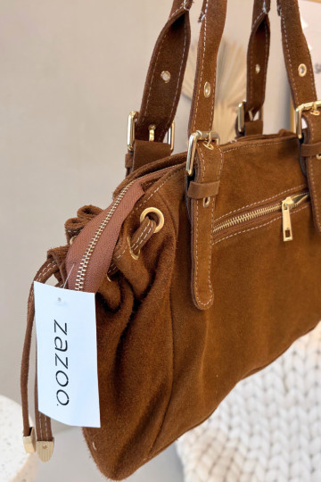 Braune Handtasche mit Natursuede-Einsatz Danira 2