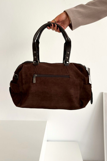 Schokoladenfarbene Kunstlederhandtasche Gressa