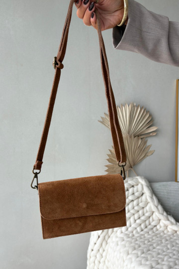 Sac en daim marron Mirine