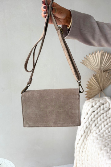 Elfenbeinfarbene Handtasche mit Natursuede-Einsatz Mirine 2