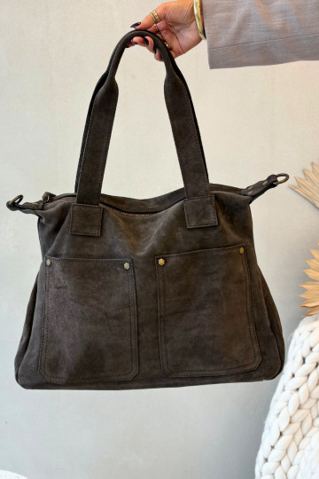 Sac en daim marron avec poches Zephina