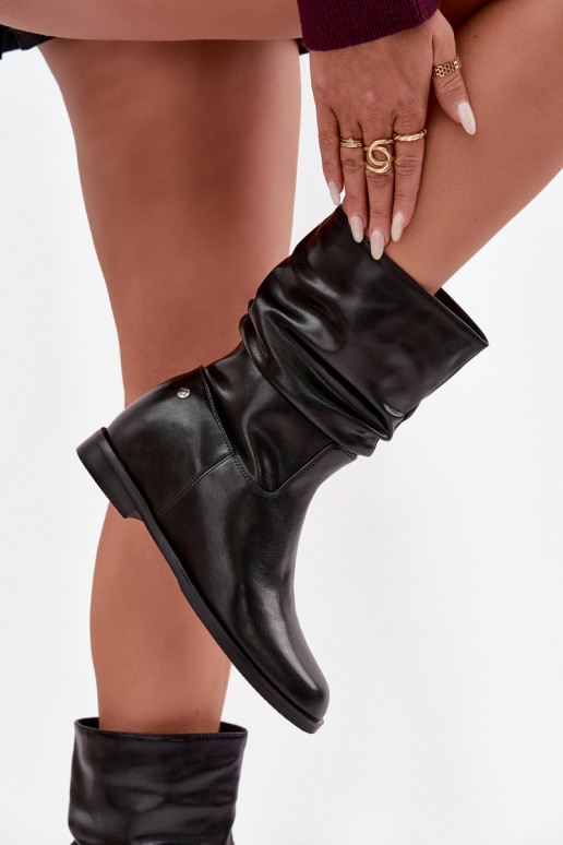 Leer Dameslaarzen Met ruches opInarmen Het heeftciejka K7211-01 zInart