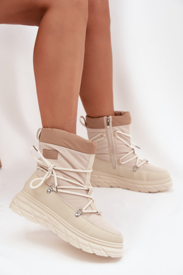 Bottes de neige Lee Cooper LCJ-25-44-3931 en sable avec tige pour femmes