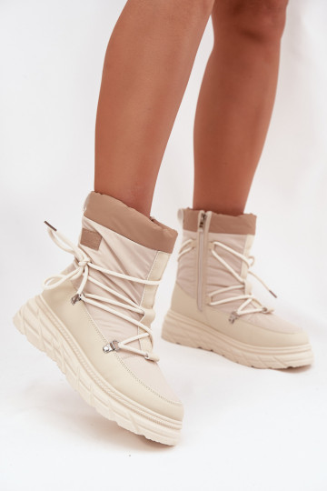 Dames Lee Cooper LCJ-25-44-3931 zandkleurige sneeuwschoenen met schacht 2