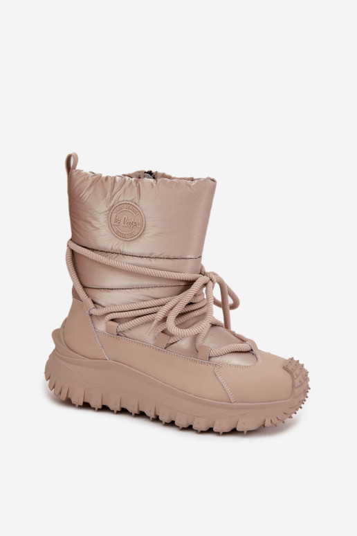 Peau Bottes de neige avec une plateforme Lee Cooper LCJ-25-12-3663 beige-couleur dorée Peau Bottes de neige avec une plateforme Lee Cooper LCJ-25-12-3663 beige-couleur dorée