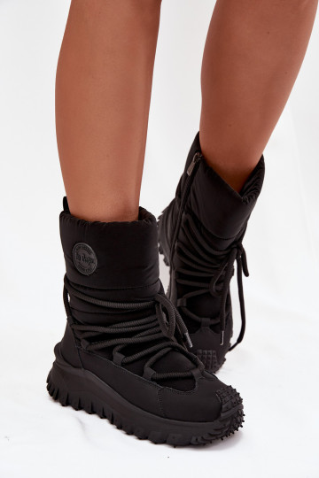 Bottes de neige en simili cuir Lee Cooper LCJ-25-12-3660 en noir avec plateforme