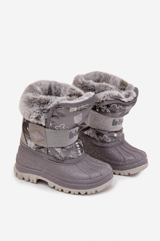 SnoInboots voor kinderen met bont met zelfklevende bevestigingsmiddelen Lee Cooper LCJ-25-10-3788 grijs