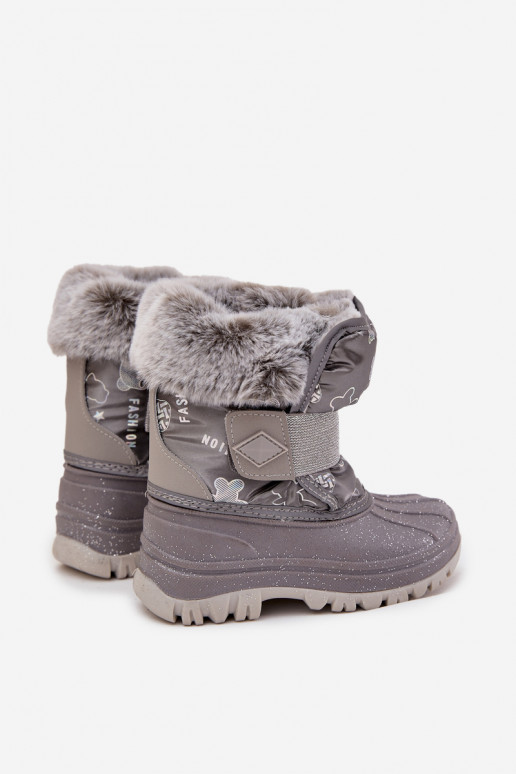 Bottes de neige pour enfants avec un manteau de fourrure avec attaches adhésives Lee Cooper LCJ-25-10-3788 couleur grise Bottes de neige pour enfants avec un manteau de fourrure avec attaches adhésives Lee Cooper LCJ-25-10-3788 couleur grise