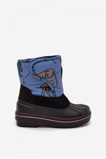 Bottes de neige pour enfants Lee Cooper LCJ-25-10-3774 en bleu avec attaches velcro 2