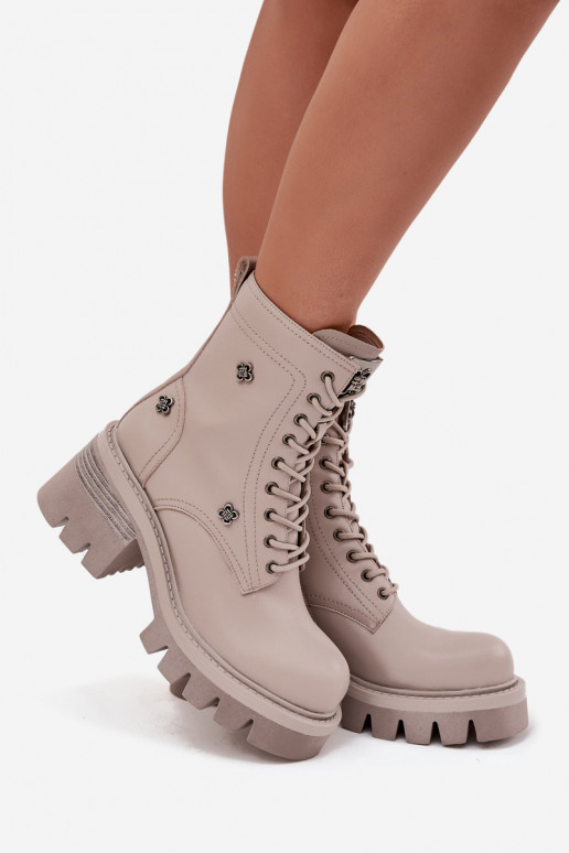 Leer Enkellaarsjes voor Inerknemers Dames Op KlokPrzypinkami Artiker 57C0181 beige Leer Enkellaarsjes voor Inerknemers Dames Op KlokPrzypinkami Artiker 57C0181 beige