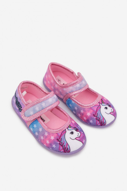 Ballerinas Hausschuhe Dla DzieZuczynek mit Klebeverschlüssen UNICORN pinke Farbe Silviera Ballerinas Hausschuhe Dla DzieZuczynek mit Klebeverschlüssen UNICORN pinke Farbe Silviera
